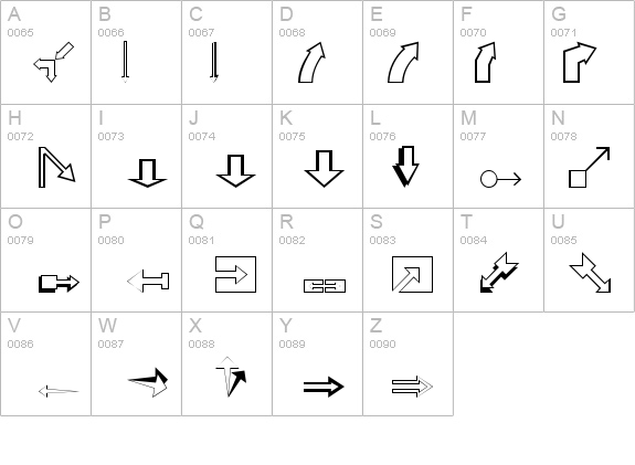 Arrows (outline) details - Free Fonts at FontZone.net