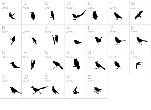 Bird Silhouettes details - Free Fonts at FontZone.net