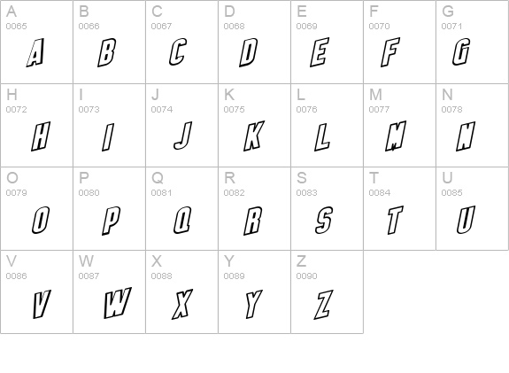 SF Obliquities Outline Bold details - Free Fonts at FontZone.net