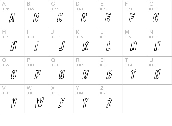 SF Obliquities Outline details - Free Fonts at FontZone.net