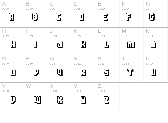 Three the Hard way shadowed details - Free Fonts at FontZone.net
