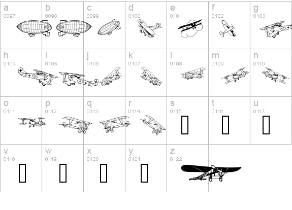 Aeroplanes details - Free Fonts at FontZone.net