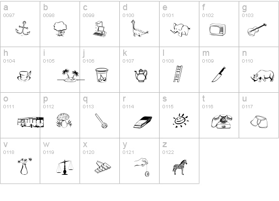 Alfabilder details - Free Fonts at FontZone.net