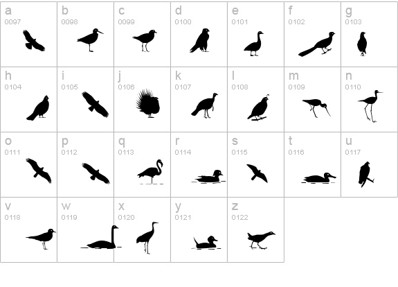 Bird Silhouettes reverse details - Free Fonts at FontZone.net