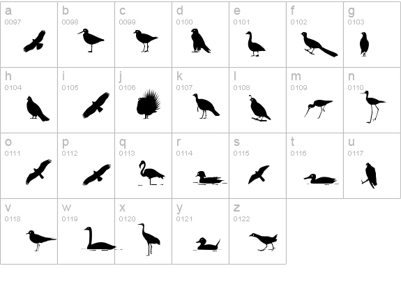 Bird Silhouettes details - Free Fonts at FontZone.net