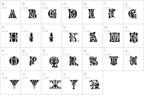 Floral Majuscules, 11th c. details - Free Fonts at FontZone.net