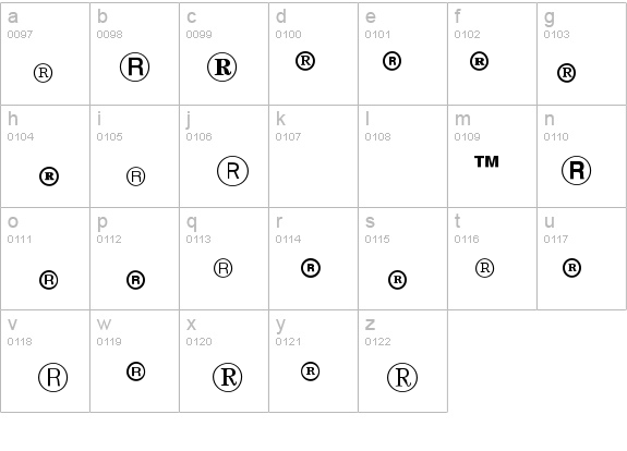 LegalTrademarksP01 details - Free Fonts at FontZone.net