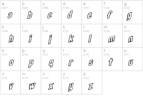 SF Obliquities Outline Bold details - Free Fonts at FontZone.net