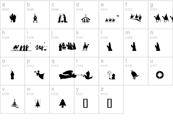 SL Christmas Silhouettes Normal details - Free Fonts at FontZone.net