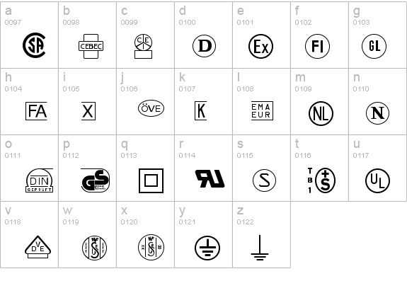 Technical LH Pi One details - Free Fonts at FontZone.net