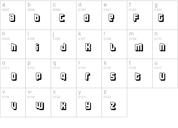 Three the Hard way shadowed details - Free Fonts at FontZone.net