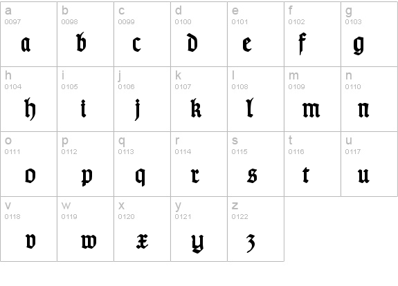 TypographerGotisch Schmuck details - Free Fonts at FontZone.net